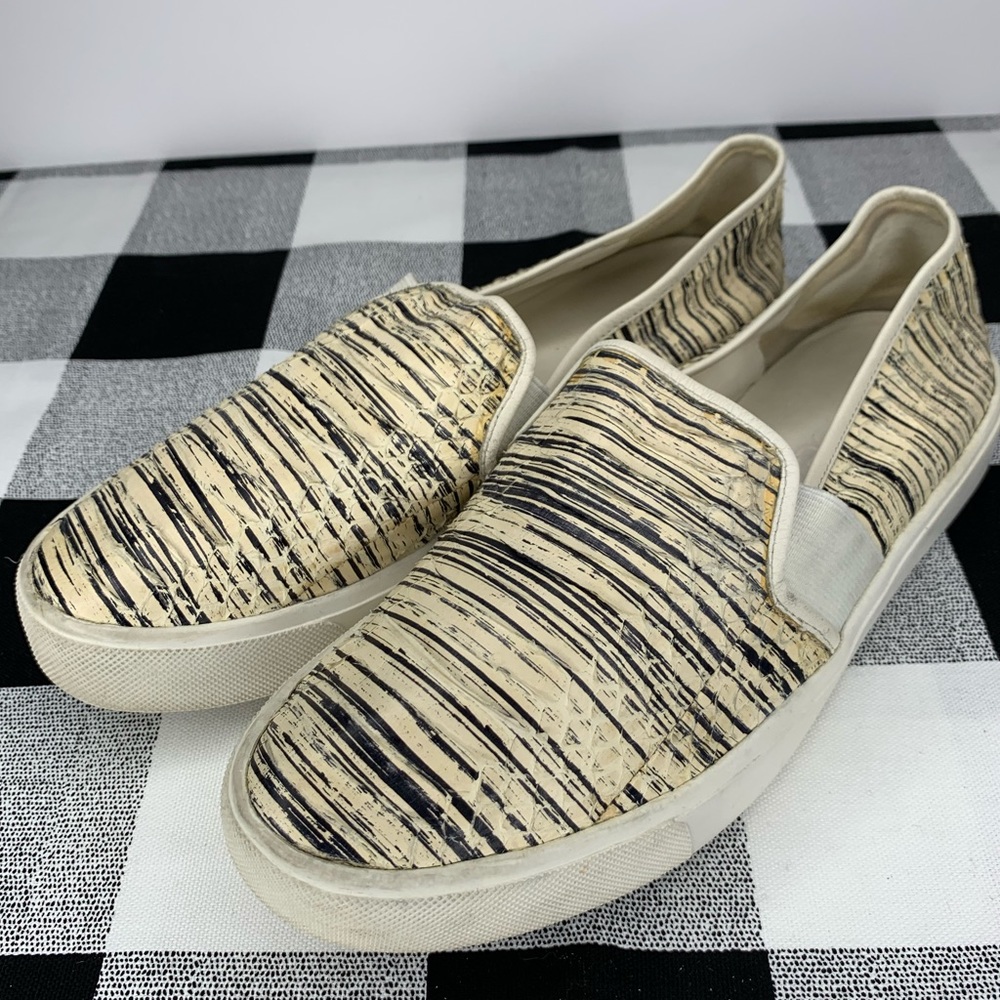VINCE Blair Striped Snake Leather Slip On Sneaker